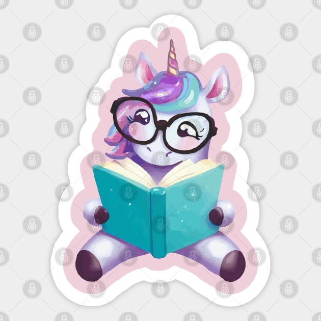 Unicorn Reader Sticker by Ara-Mora